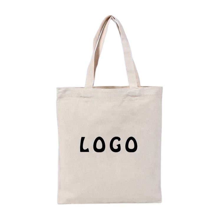 Exhibición Impreso a medida Eco reciclado Bolso de compras en blanco Plano de algodón orgánico con logotipo