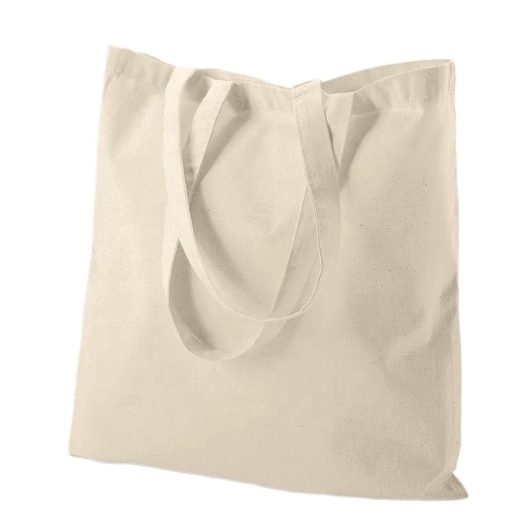 En blanco y claro Calico de algodón orgánico lienzo de comestibles de compras bolsa de bolsillo tamaño de logotipo personalizado Impreso