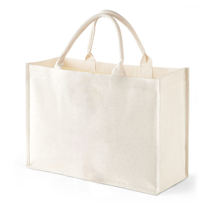 Bolsa de forma cuadrada Laminada de lienzo impermeable de algodón de compras Tote Bolsa de playa para la promoción