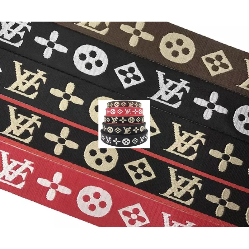 Logotipo personalizado Tejido Jacquard Cinturón Webbing en color negro para 38mm Nylon Cinturón de hombro