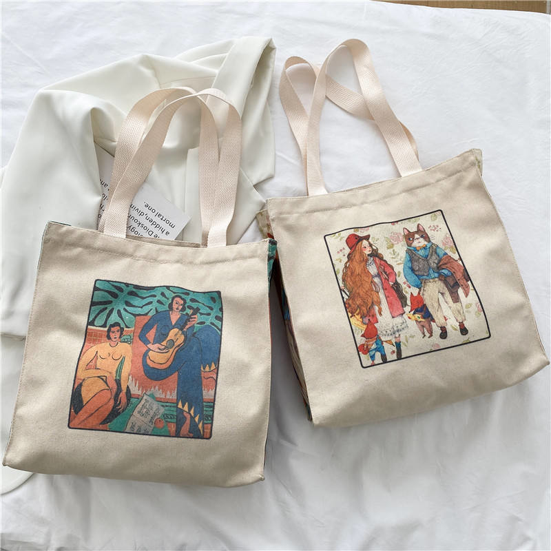 OEM Bolso de compras de lona de algodón de trabajo pesado personalizado con diseño de logotipo personalizado